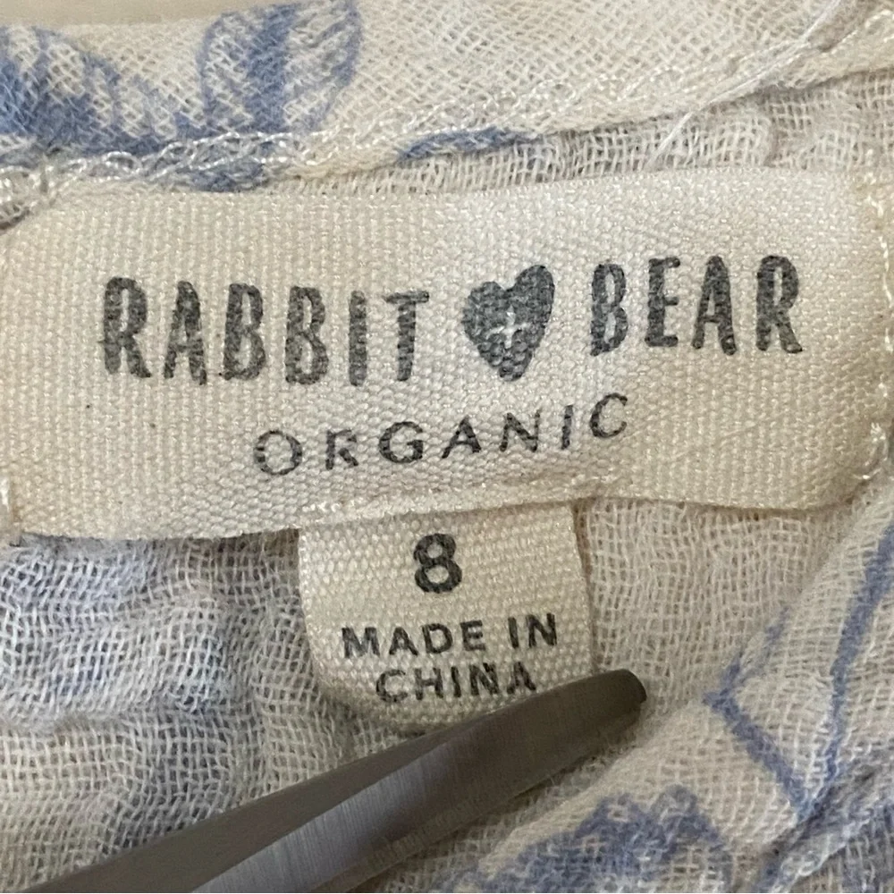 RABBIT BEAR / Blueberry Print Organic Cotton Gauze Dress Size 8 - Picture 3 of 5